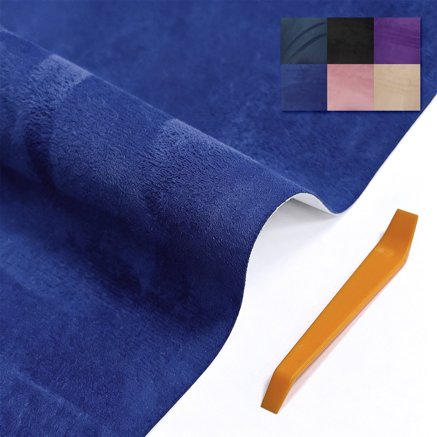 Self-adhesive suede fabric, size 50×140cm, ideal for automotive interior refitting. Perfect for covering dashboards, trunk side panels, wheel arch trims, door panels and other auto interior parts.