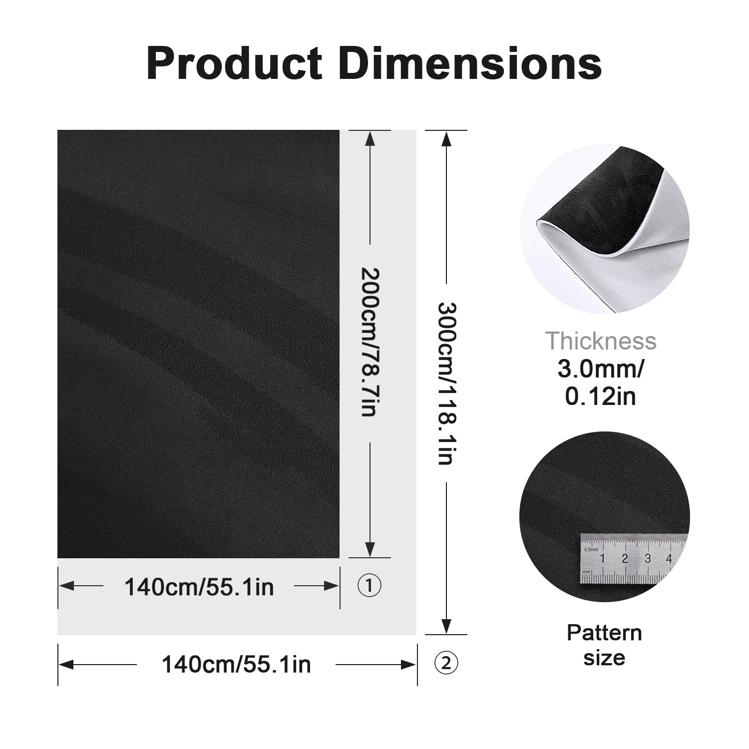 Car suede roof pad -3mm thick sponge base -200cm * 140cm/300cm × 140cm, suitable for car/SUV/truck, car roof modification