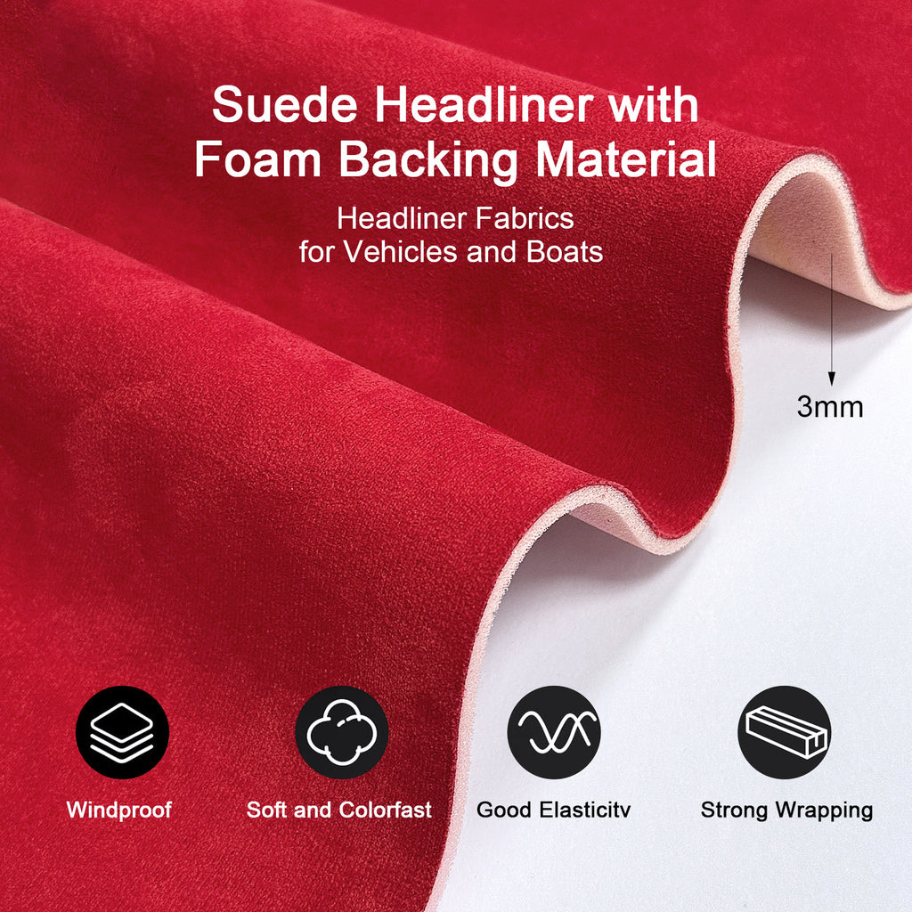 Car suede roof pad -3mm thick sponge base -200cm * 140cm/300cm × 140cm, suitable for car/SUV/truck, car roof modification