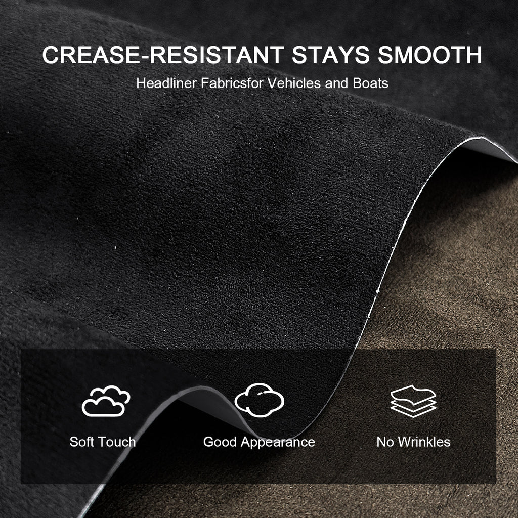 Self-adhesive suede fabric, ideal for automotive interior modification including dashboards, trunk side panels, wheel arch trim panels, door panels and more.