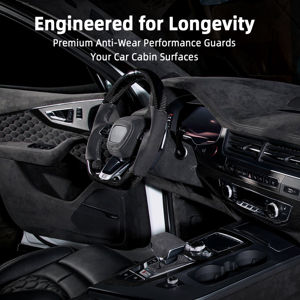 Self-adhesive suede fabric, size 50×140cm, ideal for automotive interior refitting. Perfect for covering dashboards, trunk side panels, wheel arch trims, door panels and other auto interior parts.