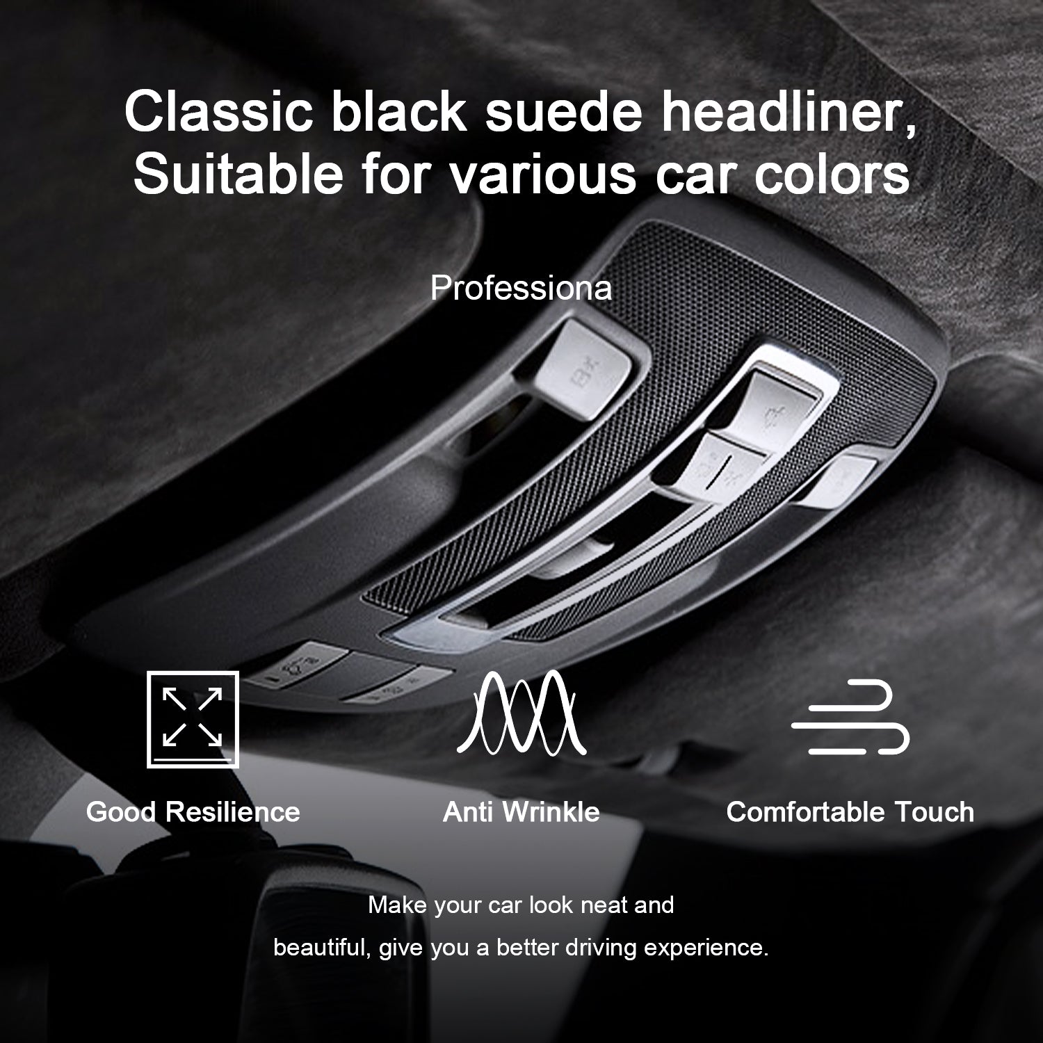 Car suede roof pad -3mm thick sponge base -200cm * 140cm/300cm × 140cm, suitable for car/SUV/truck, car roof modification