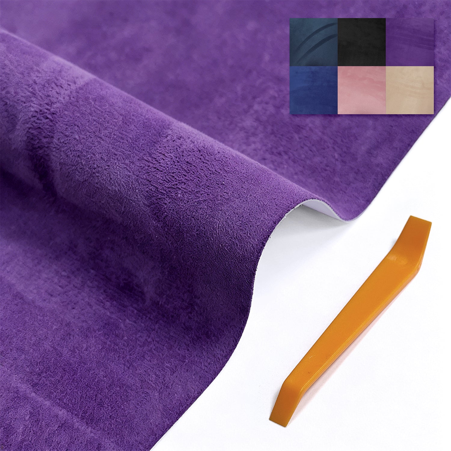 Self-adhesive suede fabric, size 50×140cm, ideal for automotive interior refitting. Perfect for covering dashboards, trunk side panels, wheel arch trims, door panels and other auto interior parts.