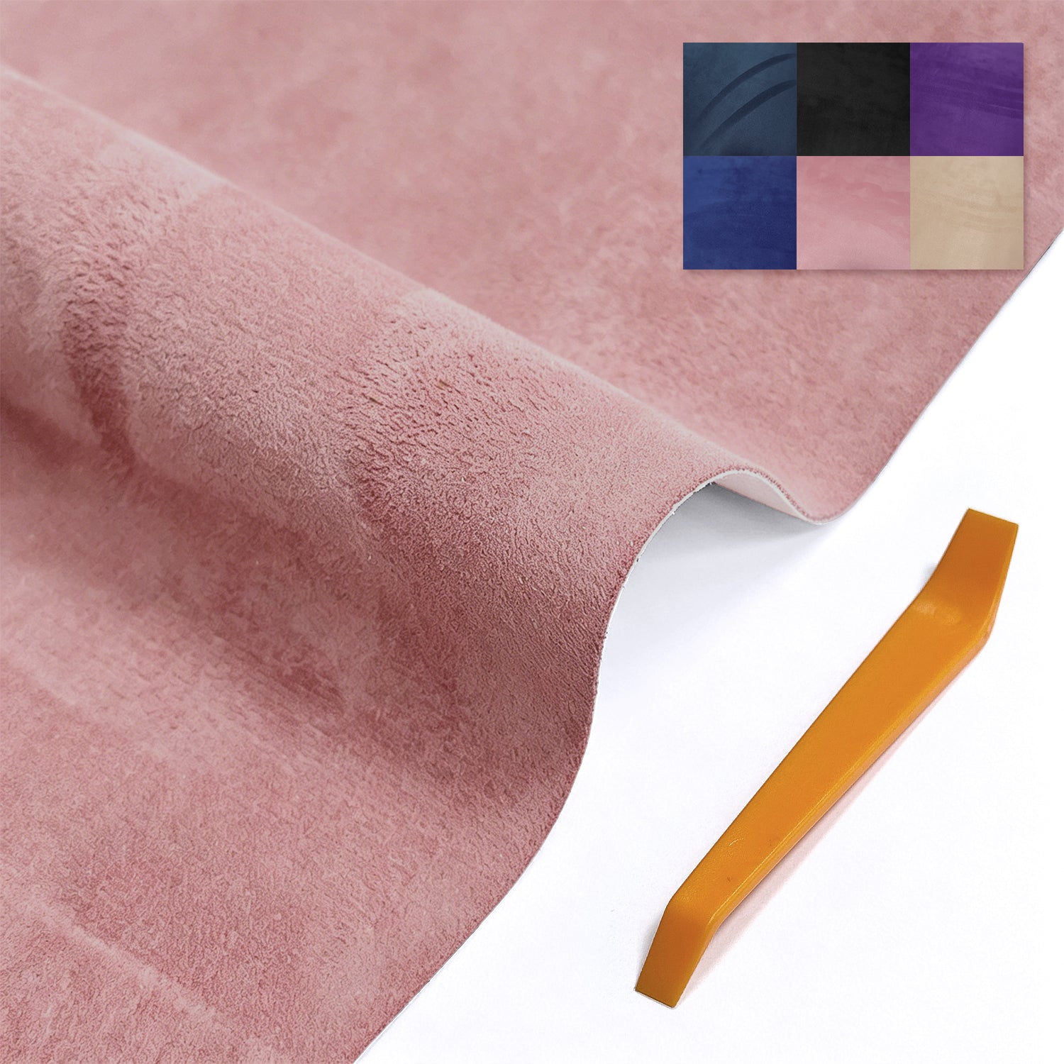 Self-adhesive suede fabric, size 50×140cm, ideal for automotive interior refitting. Perfect for covering dashboards, trunk side panels, wheel arch trims, door panels and other auto interior parts.